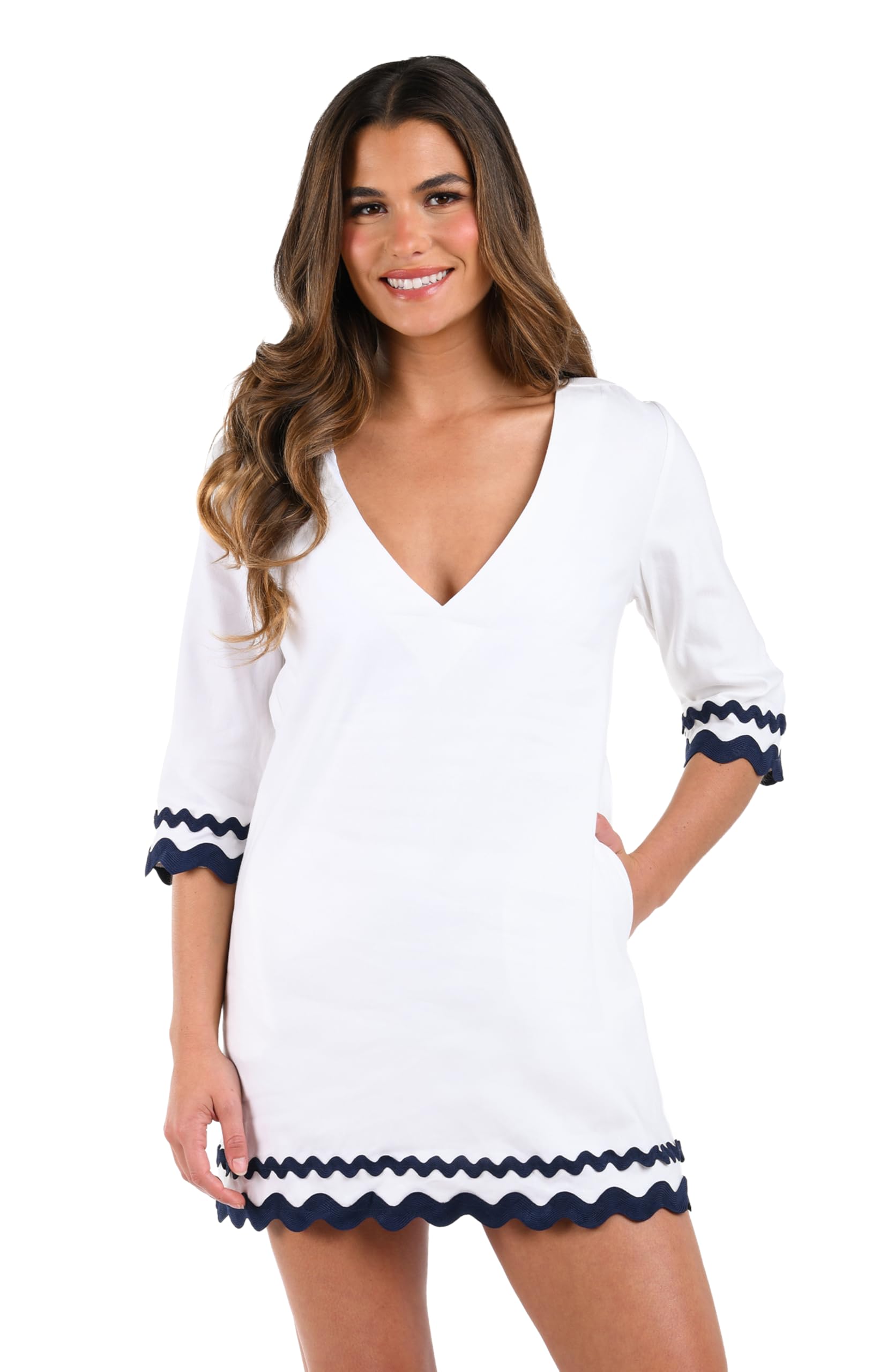 La Blanca Women’s Women’s Tunic Swimsuit Cover Up, White//Poolside Chic, Large