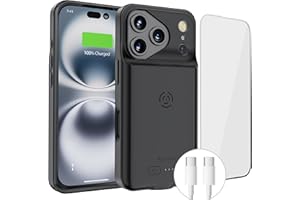 Alpatronix Battery Case for iPhone 17 Pro Max, Portable Strong Slim Protective Extended Charger Cover, 15W Fast Charging, High Capacity with Wireless Charging Case. Black