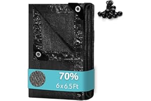 BeGrit 70% 6x6.5ft Shade Cloth with Grommets Garden Sun Mesh Sunblock UV Resistant Net for Garden Cover Flowers,Patio Plants,Chicken Coop,Greenhouse(Black)