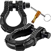 GearAmerica UBER Shackles with Anti-Theft Lock - 80,000 Lbs (40 T) Strength - Connect Tow Strap or Winch Line for Off-Road Recovery, Towing D-Rings and Uber Lock Security Pin (Black, 2 Pack)