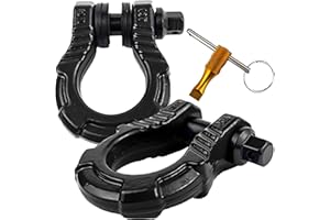 GA GEARAMERICA GearAmerica UBER Shackles with Anti-Theft Lock - 80,000 Lbs (40 T) Strength - Connect Tow Strap or Winch Line for Off-Road Recovery, Towing D-Rings and Uber Lock Security Pin (Black, 2 Pack)