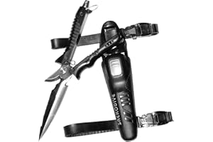 Saekodive 2-in-1 Scissor Knife - Scuba Diving Knife with Thigh Knife Holster, Dive Knife with Sheath and Leg Strap - Scuba Knife, Spearfishing Knife, Sailing Knife, Saltwater Knife