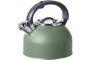 OGGI Tea Kettle for Stove Top - 64oz / 1.9lt, Stainless Steel with Loud Whistle, Ideal Hot Water Kettle and Water Boiler - Sage