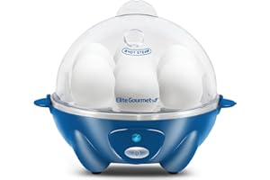 Elite Gourmet EGC700BL# Rapid Egg Cooker, 7 Easy-To-Peel, Hard, Medium, Soft Boiled Eggs, Poacher, Omelet Maker, Auto Shut-Of
