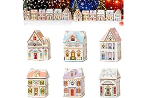 Holiday Village Spice House Set, A Mini Christmas Wonderland for Your Kitchen, Gingerbread House Spice Jars with Snowy Roof D