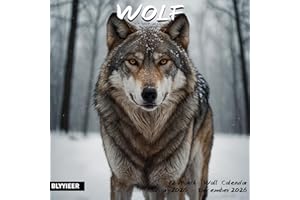 BLYYIEER 2026 Wall Calendar,Wolf Calendar 2026,Wolf Monthly Wall Calendar, 12" x 24" Open,Family Planner Calendar, Home & Office Organizer,Hangable