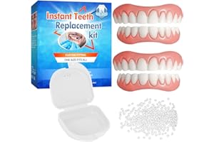 TETYANA NATURALS Fáke Téeth, 2 Pcs Veneers Dentures Teeth for Women & Men, Dental Veneers for Temporary Tooth Repair Upper and Lower Jaw, Protect Teeth, Regain Confident Smile
