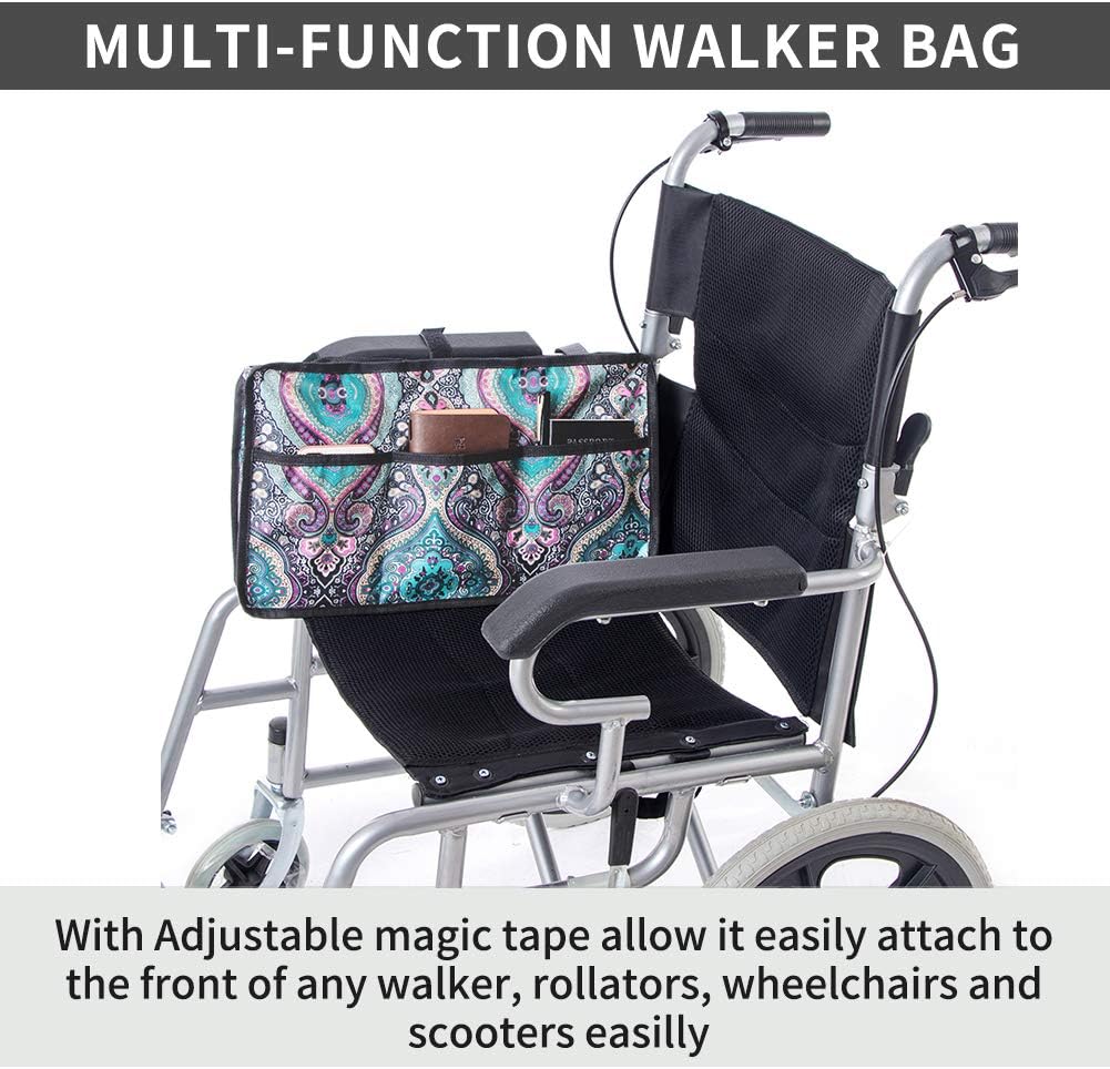 Walker Pouches, Tote Bag for Folding Walkers, Rollator or Scooter, Wheelchair Side Bag for Seniors, Provides Hands Free Storage for Handicap, Disabled, Walker Accessories: Health & Personal Care