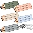 Marspark 30 Pcs Short Triangular Fat Pencils Bulk 3.5 Inch Wooden Triangular Jumbo Pencils for Preschoolers, Kindergarten, Toddlers and Beginners with Sharpener and 2 Erasers(Fresh Colors)