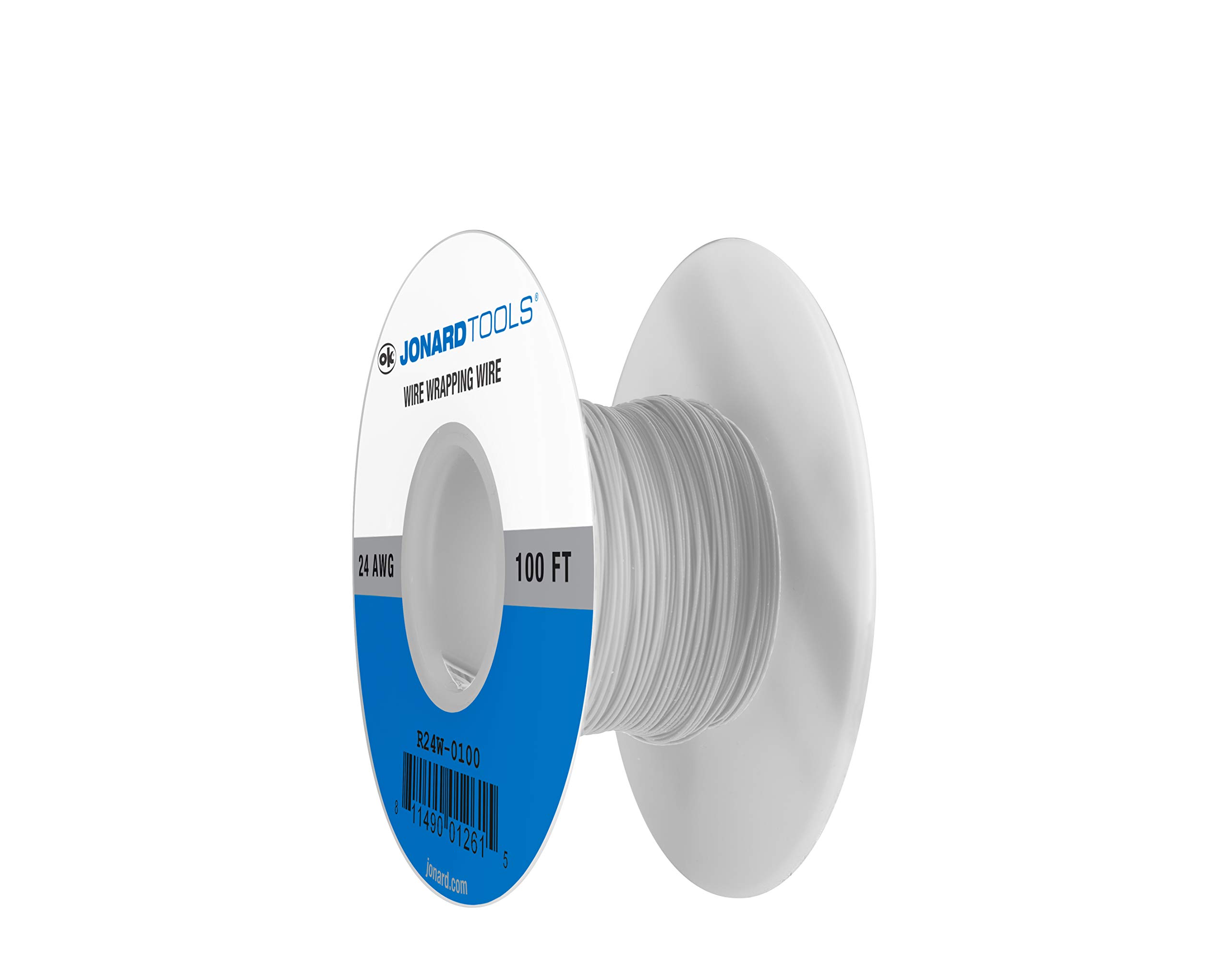 Jonard Tools R24W-0100 White Insulated Kynar Copper Wire Roll, 24 AWG, 100 ft Length