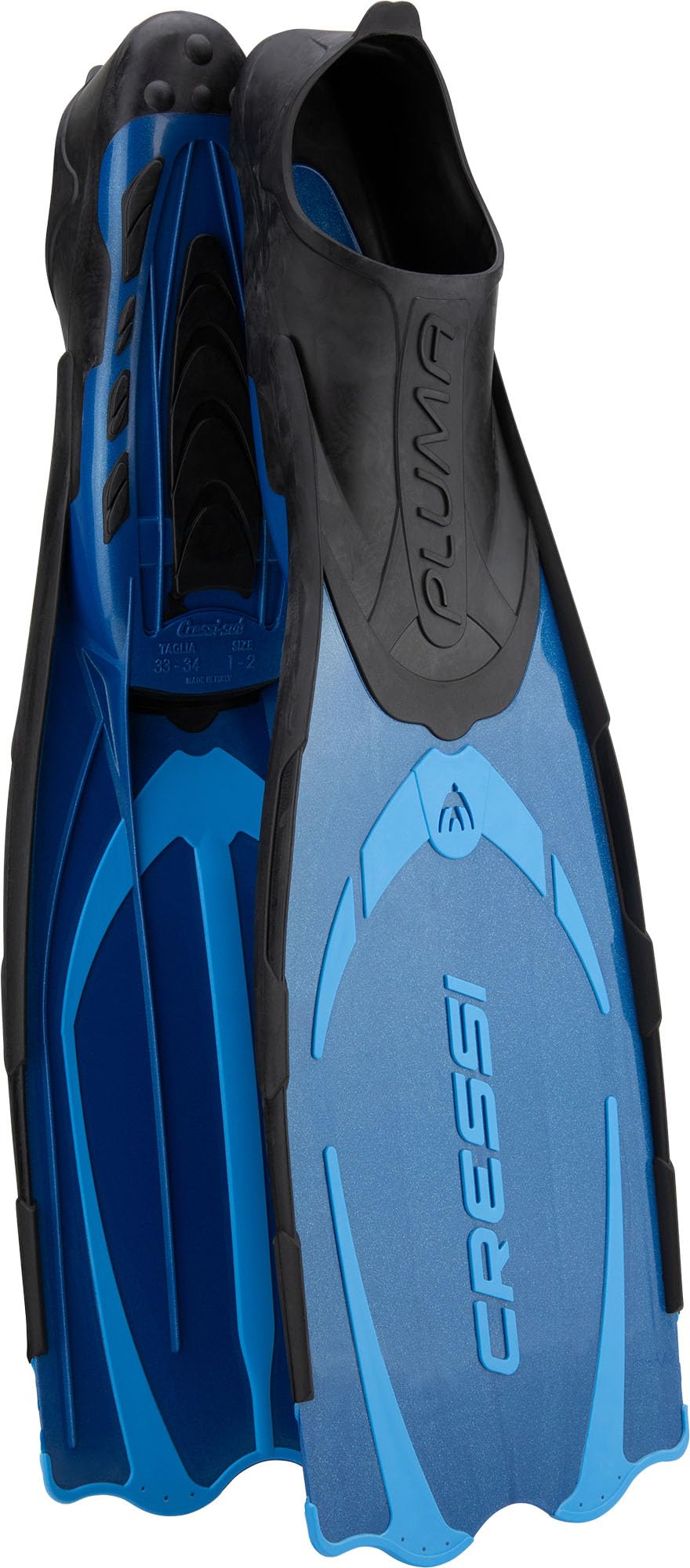 Cressi Adult Pluma Fins - Fluid Flutter Swimming Fins - Polypropylene Flippers - Snorkelling & Freediving Use - Blue - 37/38