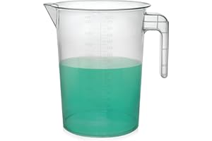 5 Liter Measuring Pitcher | 1.3 Gallon Shatterproof Plastic Large Graduated Mixing Pitchers, 1 to 2 Gallons (5L, 5000ml)