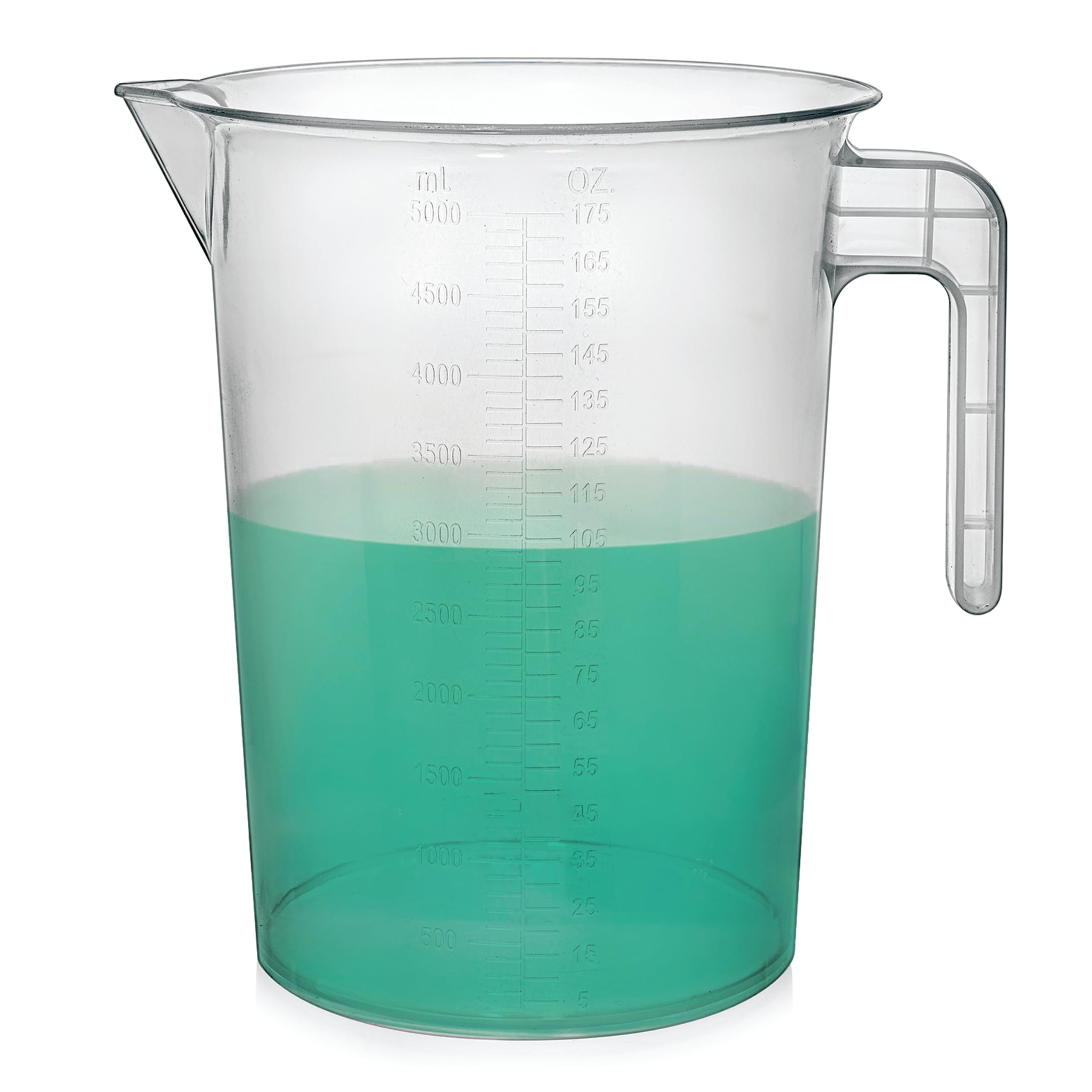 Photo 1 of (BAGGED) Terbold 5 Liter Measuring Pitcher | 1.3 Gallon Shatterproof Plastic Large Graduated Mixing Pitchers, 1 to 2 Gallons (5L, 5000ml)