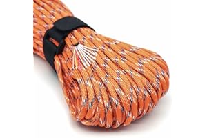 PSKOOK Survival Paracord Parachute Fire Cord Survival Ropes Red Tinder Cord PE Fishing Line Cotton Thread 7 Strands Outdoor 20, 25, 100 Feet