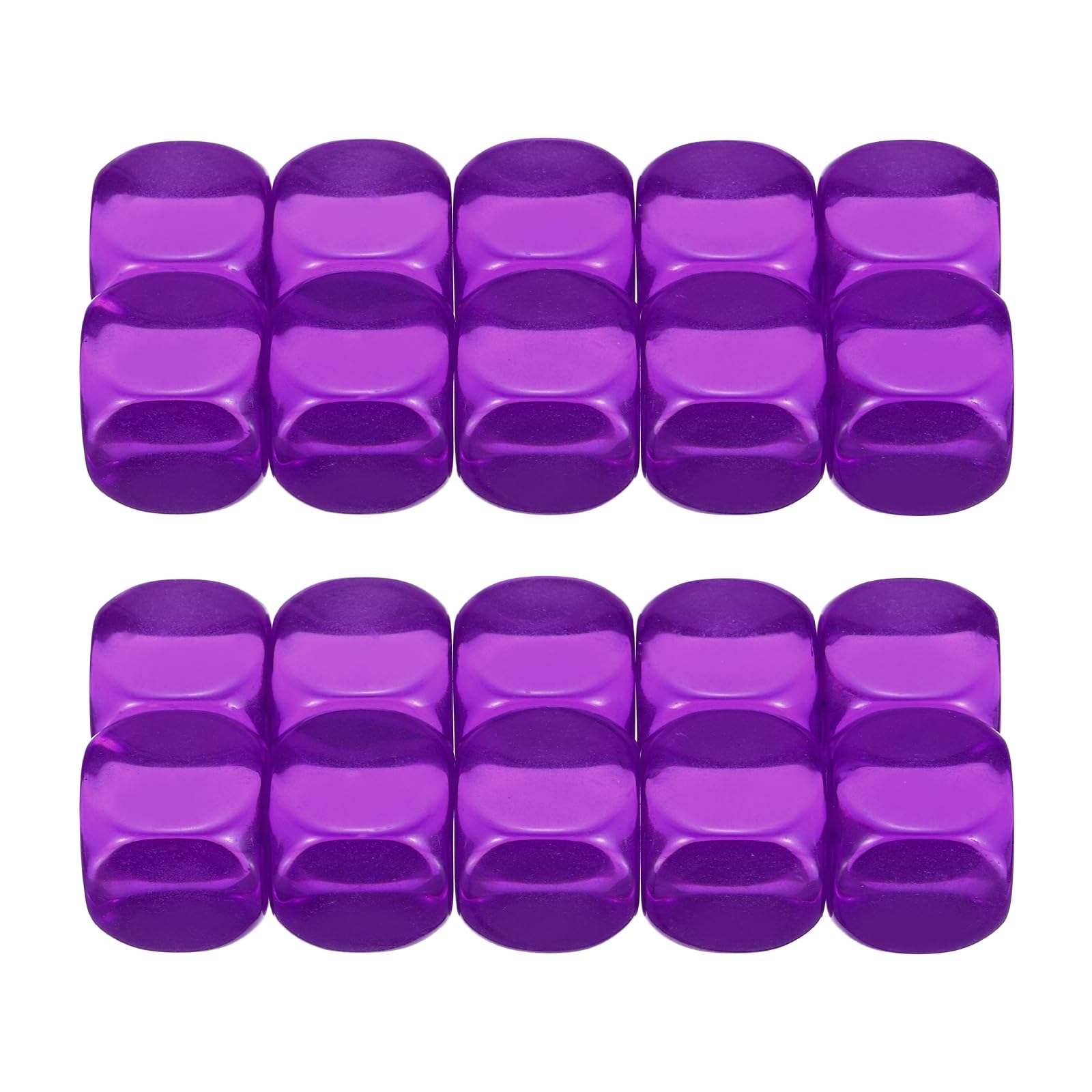PATIKIL 16mm Clear Acrylic Dice Blank, 20 Pcs Standard Game Dice Rounded Corner Blank Dice with Smoothed Surface Six Sided for Board Games Teaching, Purple