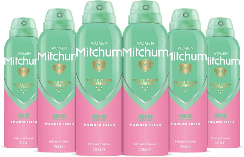Mitchum Women Triple Odor Defense 48HR Antiperspirant Spray Powder Fresh 6 Pack