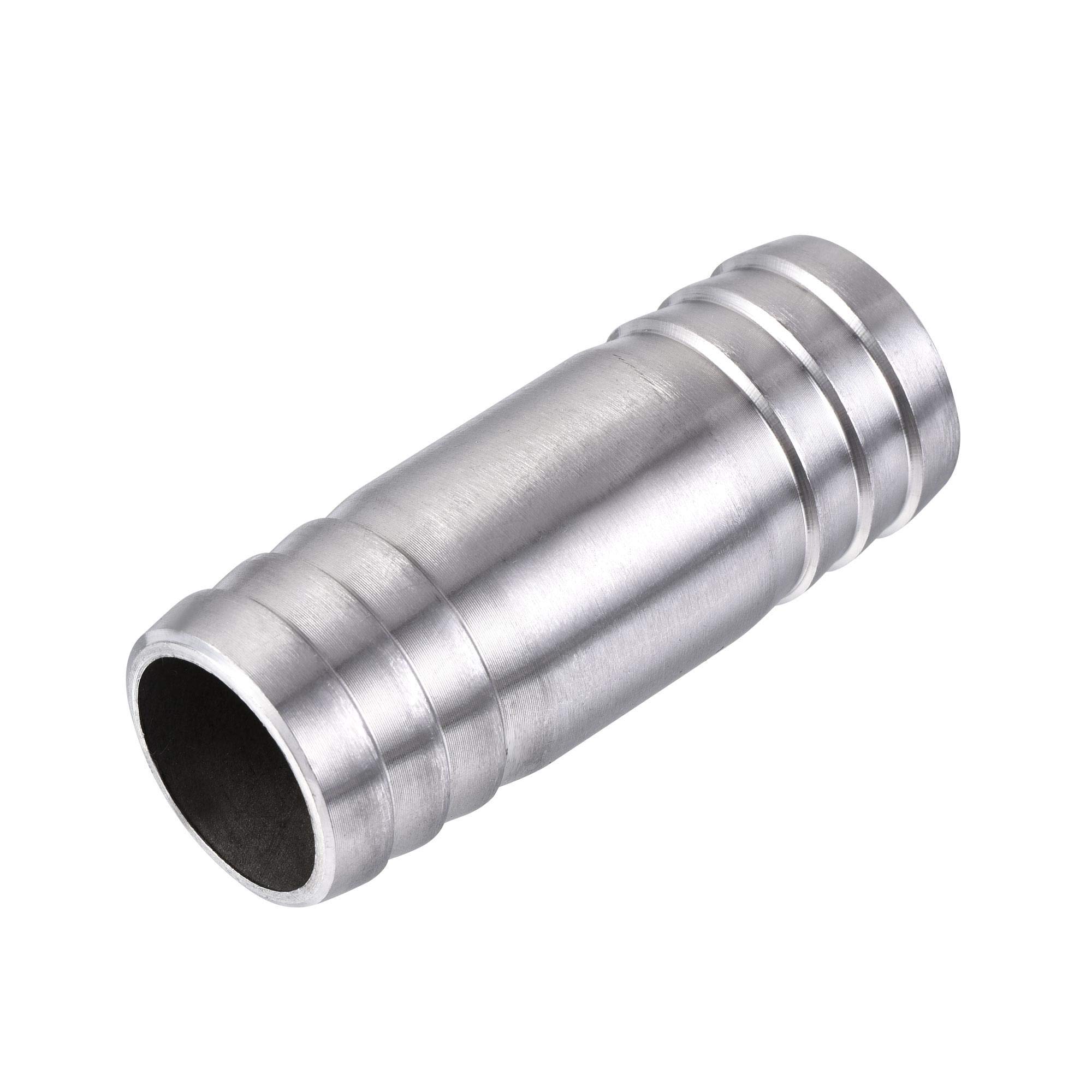 sourcing map Barb Hose Fitting, 25x65mm Straight Coupler Tubing Connector for Water Fuel Air Oil Gas, Polishing 304 Stainless Steel