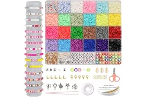 Ybxjges Clay Beads Bracelet Making Kit, 3800Pcs Polymer Flat Beads for Jewelry Making Heishi Beads for Friendship Bracelet Kit with Charm Kit for DIY Crafts Gifts for Girls Age 6-12