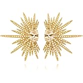 Vintage Rhinestone Angel Wing Stud Earrings for Women,Personality Exaggerated Ear Cuff Earrings Shiny Dainty Crystal Statement Earrings Wedding Party Jewelry Gifts