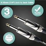 Stagg Deluxe Instrument Cable 1/4 to 1/4 Jack 3m Heavy Duty Black view 2