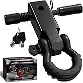 AUTMATCH Shackle Hitch Receiver 2 Inch - 3/4" D Ring Shackle and 5/8" Trailer Hitch Lock Pin, 45,000 Lbs Break Strength Heavy Duty Receiver Towing Kit for Off-Road Vehicle Recovery, Frosted Black