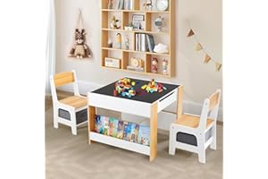 Asweets Kids Table and Chair Set,4 in 1 Toddler Desk with Storage Drawer,Wooden Activity Table for 2 in 1 Detachable Tabletop,Bookshelf,Suitable for Classroom,Home,Nursery,Playroom (Pure White)