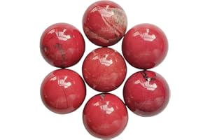 Bacatgem 7 Pcs Natural Red Jasper Crystal Sphere Ball,0.78 Inchs Feng Shui Chakra Aura Home Desk Decor Decorative Collection