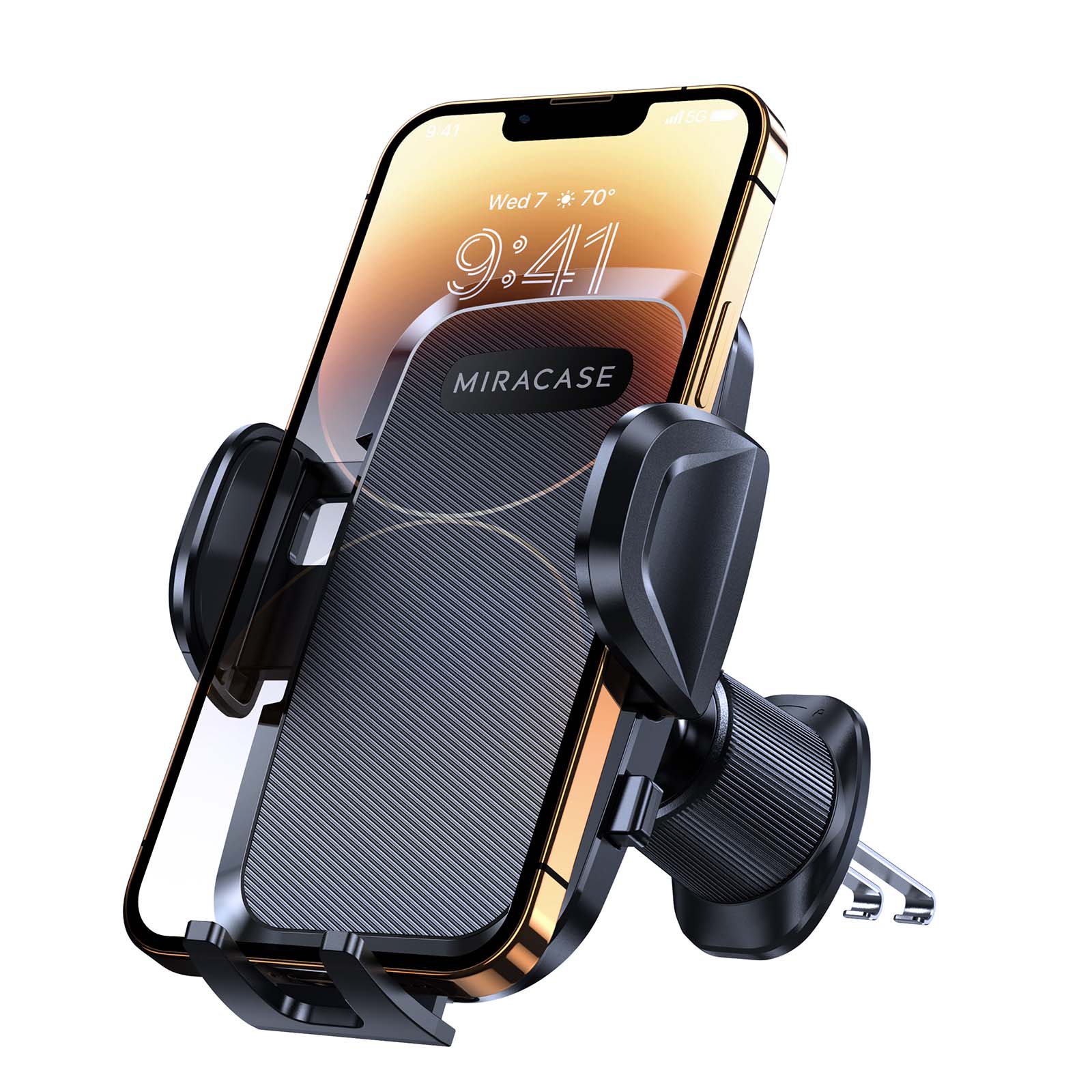 Photo 1 of Miracase Phone Holders for Your Car with Upgraded Double Metal Hook Clip, Air Vent Cell Phone Car Mount, Universal Automobile Cradle Fit for iPhone Android and All Smartphones, Light Black