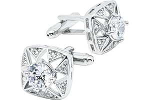 Jonwo Faceted Transparent Crystal Cufflinks for Men In Gift Case Square Shape Gemstone Men's Cufflinks Jewelry for Wedding Party Business Birthday Anniversary Dress