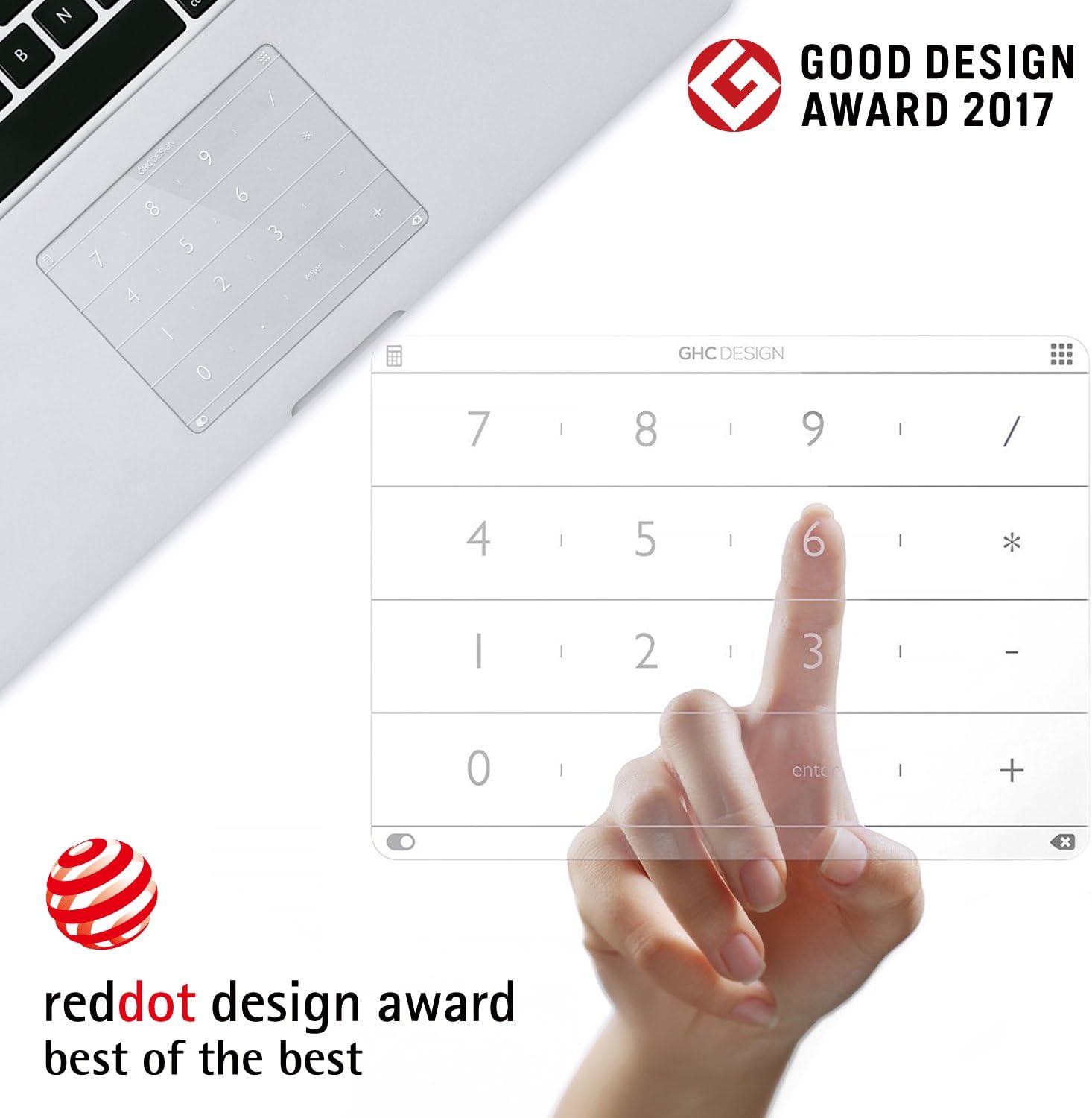 Nums Numeric Keypad for MacBook, Wireless Number Pad Calculator, App/Web/Folder Swift Launch Funtion, Trackpad Protector for MacBook 12'' USB-C Version