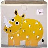 3 Sprouts Toy Storage Cube Bin, Foldable Storage Box, Rhino | Foldable organizer, Playroom or nursery toy storage, Cube shelf compatible, Toys books clothes storage, Folds flat
