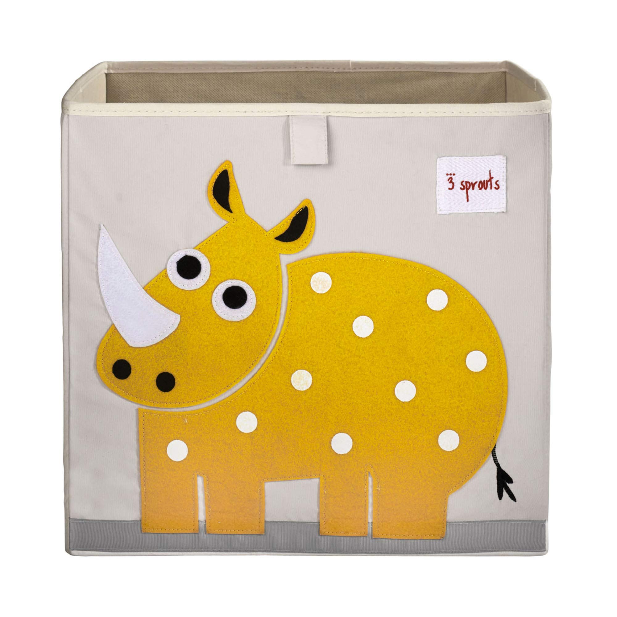 3 SproutsToy Storage Cube - 13 inch Kids Cube Storage Box - Collapsible Fabric Organiser Bin for for Nursery, Children’s Room, Kids Playroom, Rhino