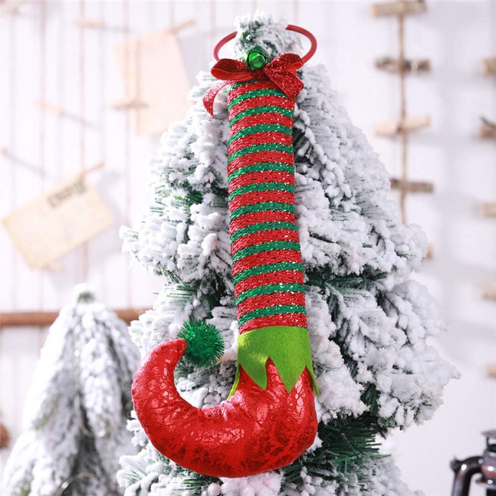 TFFWLJ Cute Red And Green Long-Legged Elf boots pendant Christmas Dolls Gift Decoration Elf leg Xmas Tree Decoration for home