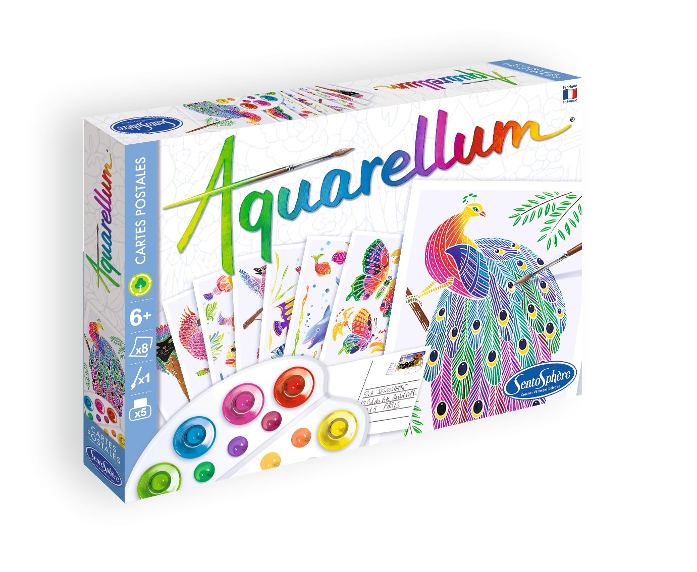 Sentosphère 3900680 "Aquarellum Junior Postcard Animals Painting Set