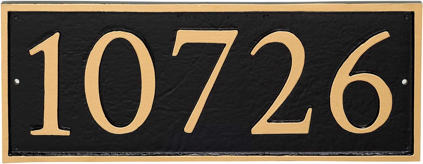 Address Signs - Address Number Store, Powder Coated Aluminum Horizontal Rectangle Economy Series Address Plaque, Serif Font, Holds up to 5 Characters