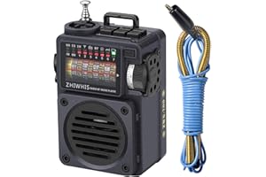 ZHIWHIS Shortwave Radio with Bluetooth, Portable Radio with Sleep Timer, Weather AM FM Shortwave Radios with Best Sound, Retro Analog Tuner with Preset, Rechargeable MP3 Player Support MicroSD Card