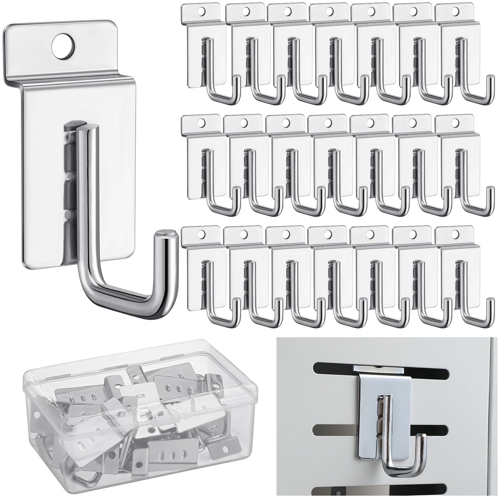 Tandefio 25 Pack J Shaped Slatwall Hooks and