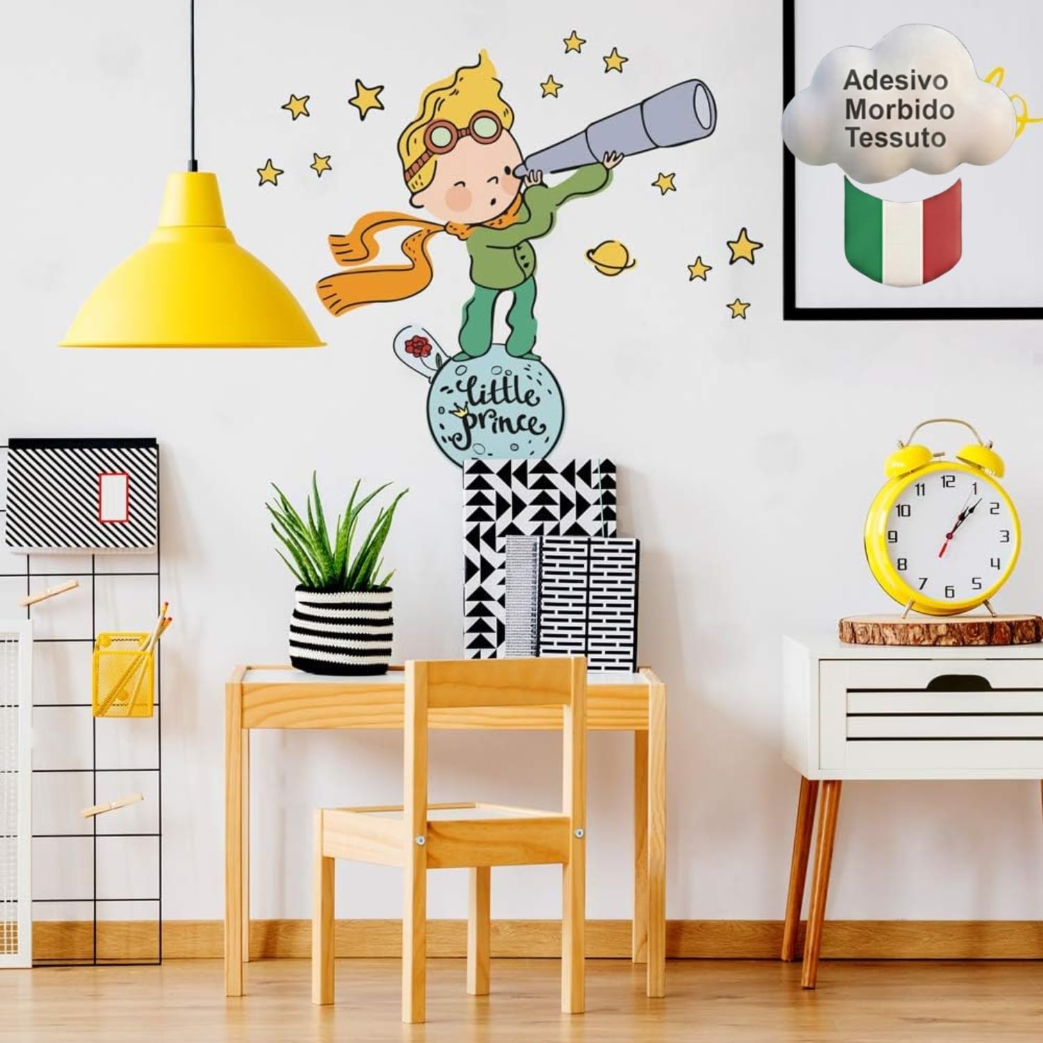 kina - R00580 Soft Fabric Effect Small Prince Wall Decoration Baby Infant Nursery Nursery Nursery Wallpaper Sticker