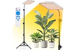 Plant Grow Light Indoor,264 LEDs Full Spectrum Plant Light with Adjustable Tripod Stand with Remote Control and Auto On/Off T