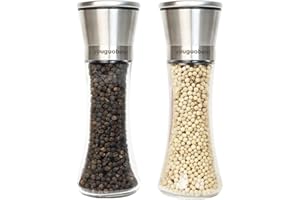 Premium Stainless Steel Salt and Pepper Grinder -Adjustable Coarseness Mills-Easy to Fill Salt and Pepper Mill -Glass-2 pcs