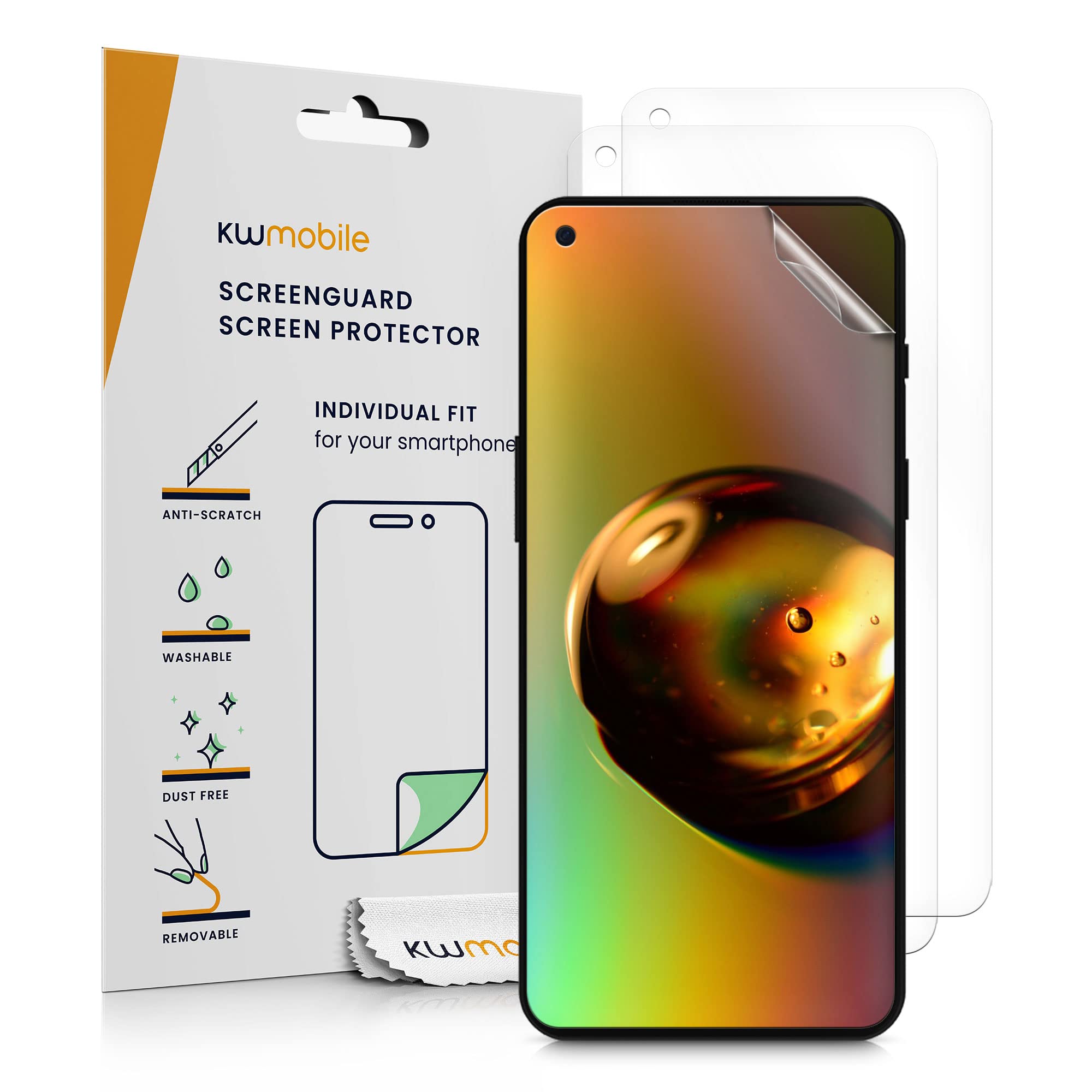 kwmobile Screen Protectors Compatible with OnePlus Nord 2T 5G Screen Protector - 3x Ultra-Clear Transparent Phone Films
