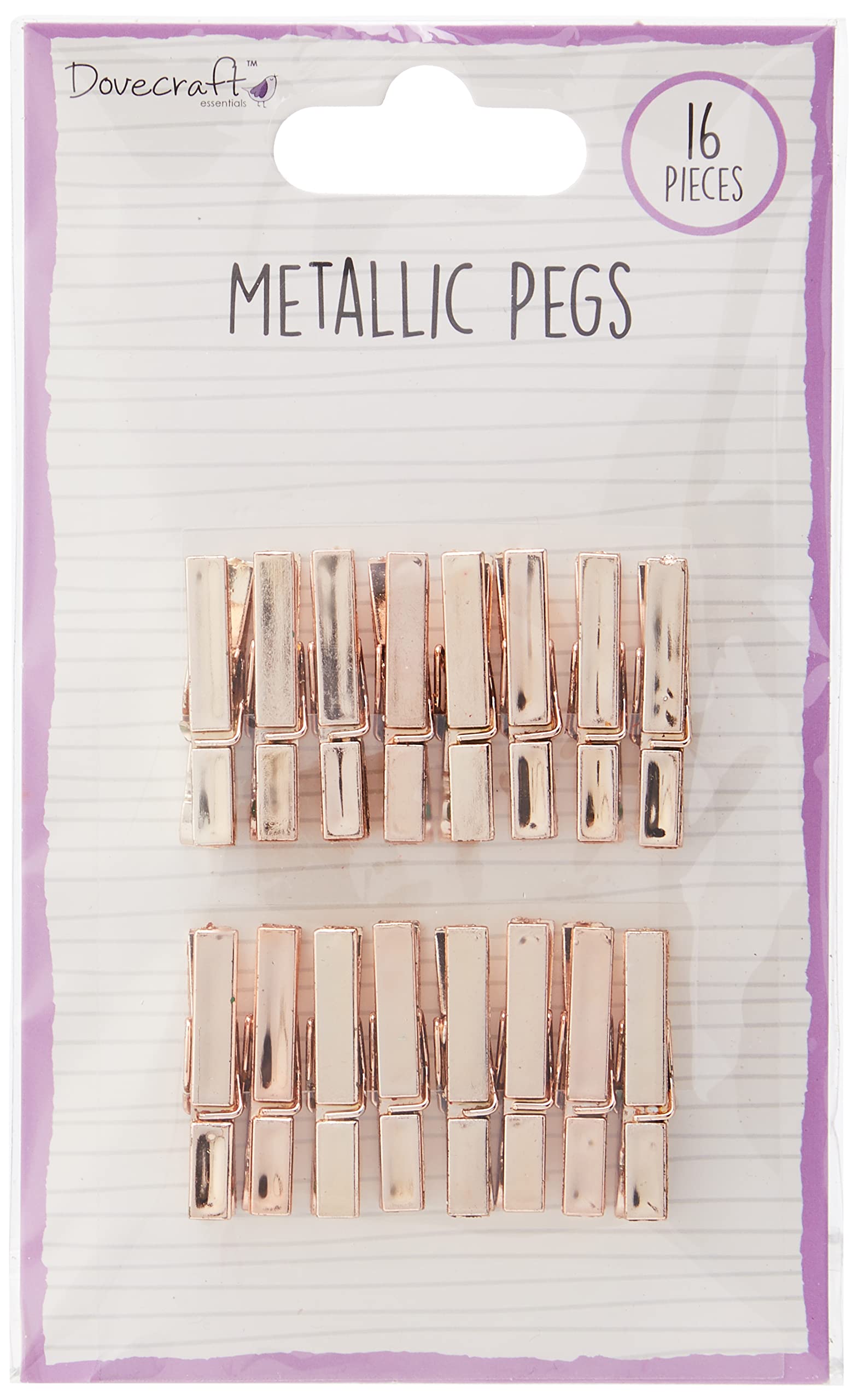 Dovecraft Essentials Metallic Pegs-Rose Gold, Multi Colour, 1