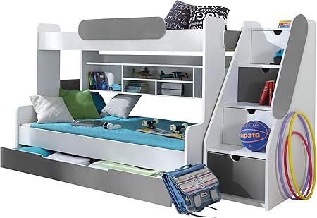Etagenbett Segan Hochbett Mit Bettkasten Farbauswahl Modern Bett Fur Kinderzimmer Weiss Graphit Ohne Matratze Amazon De Kuche Haushalt