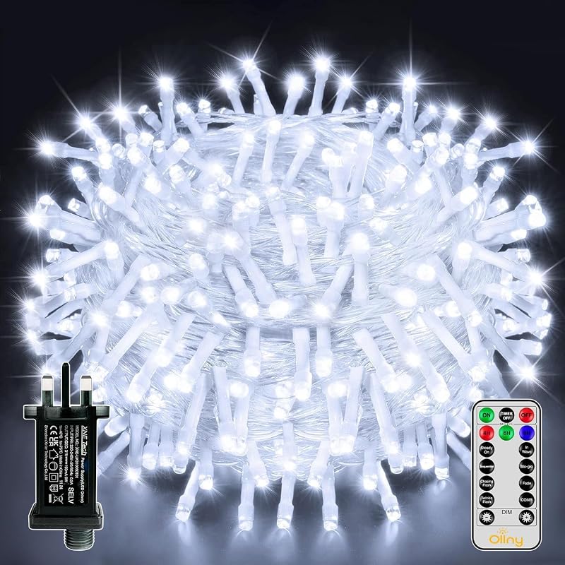 Ollny 200 LED Christmas Fairy Lights 20m Outdoor Waterproof 8 Modes Remote