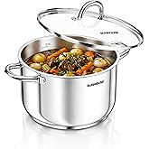 SUNHOUSE 12 Quart Stock Pot with Lid, Stainless Steel Large Pot for Cooking | Big Pots for Pasta, Soup - Stockpot for Canning