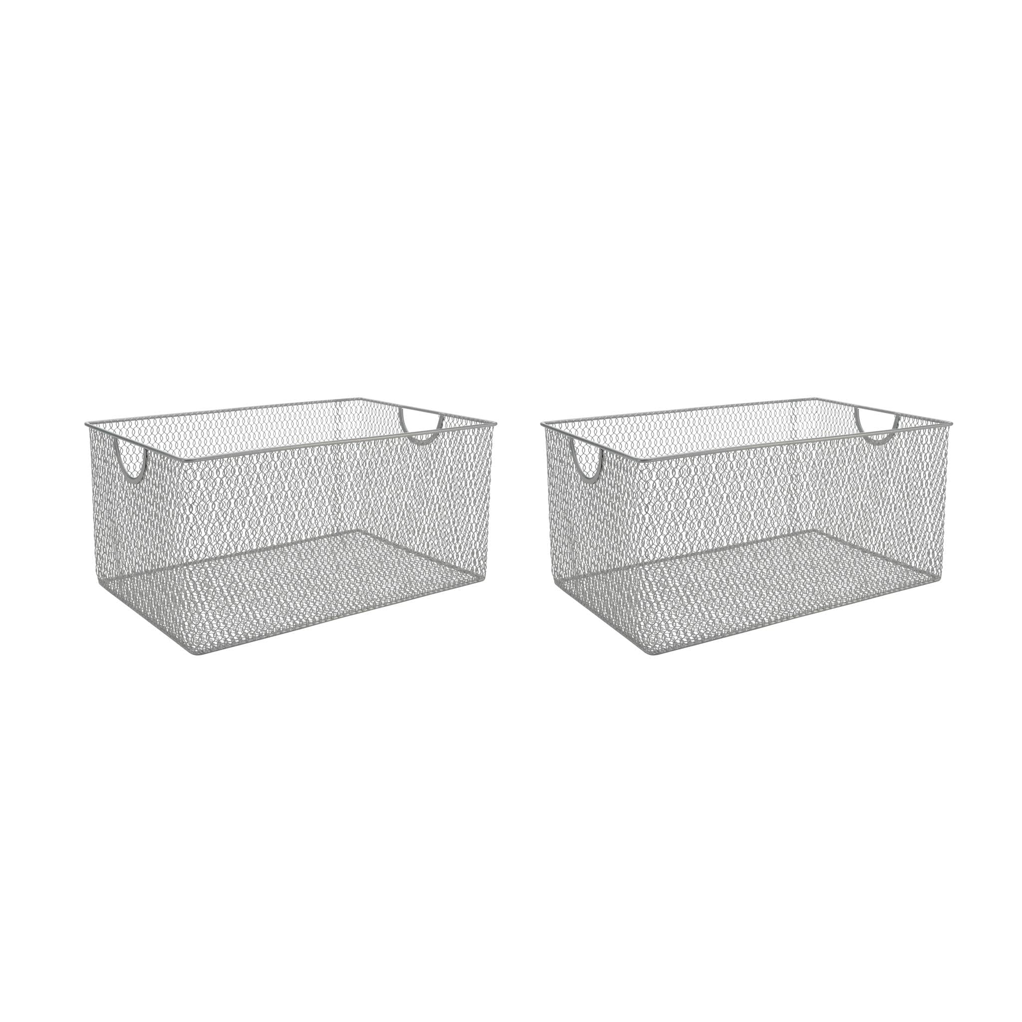 YBM Home Kitchen Pantry Organizer Mesh Wire Storage Basket for Shelves,and Cabinets, Multipurpose Steel Wire Basket for Organizing Office, Household, and Laundry, 13.25 x 8.5 x 6.5 in, Pack of 2 Image
