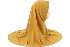 amokk Solid Hijab Scarf for Toddler Girls Muslim One Piece Headscarf Wrap for 4-8 Years