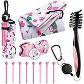 Liliful 12 Pcs Golf Accessories Kit, Include Golf Ball Bag with Hook Towel Tees Magnetic Ball Marker Divot Tool Cleaner Brush for Women Man Gifts