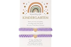 INENIMARTJ First Day of Kindergarten Bracelets First Day of School Bracelets for Mom and Daughter,Back to School Bracelets for 2,Pre-K Matching Heart Wish Adjustable Bracelets