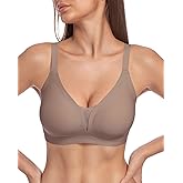 Deep V Wireless Push Up Jelly Bras for Women Seamless Sexy Mesh Supportive Lift No Underwire Luxe Soft Comfy Tshirt Bralette